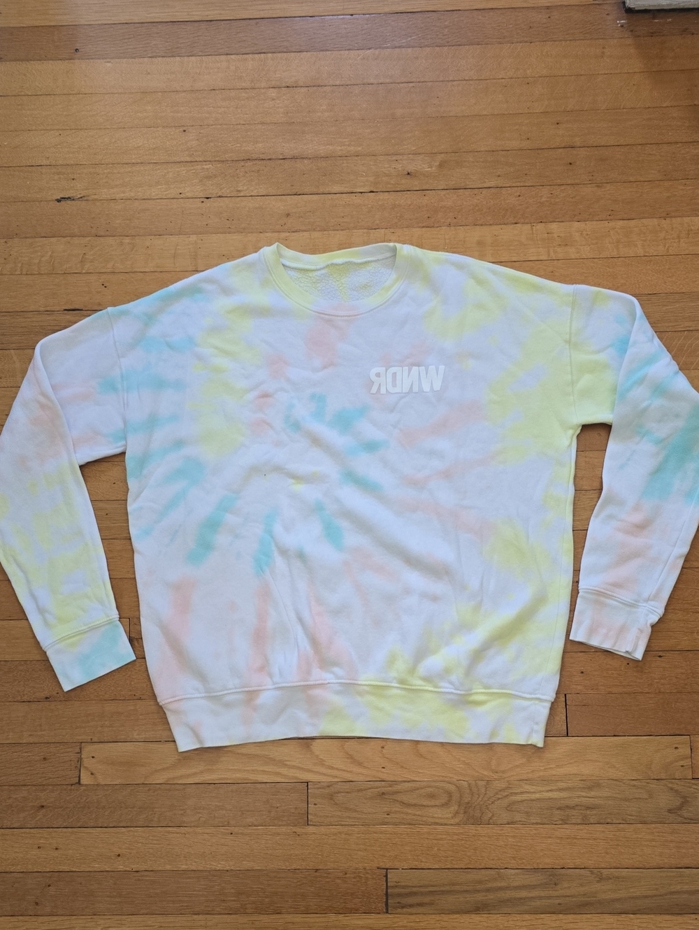 WNDR Museum, Pastel Tie Dye Oversized Fleece Crewneck Sweatshirt, VGUC, Unisex L